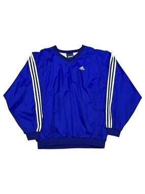 Vintage Y2K ADIDAS 3-Stripes Windbreaker Bomber Lightweight Soccer Jacket - L